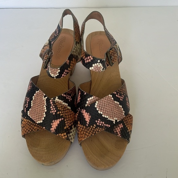 Madewell The Johanna Crisscross Clog Sandal in Snake Embossed Leather, Size 8 ♣️ - Picture 5 of 12